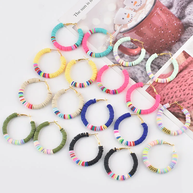 Bohemian Polymer Clay Earring Spacer Beads Color Hoop Earrings for Women Female Girls Jewelry Polymer Clay Statement Earrings
Bohemian Polymer Clay Earring Spacer Beads Color Hoop Earrings for Women Female Girls Jewelry Polymer Clay Statement Earrings