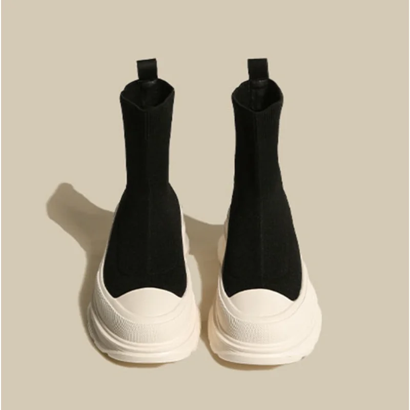 Women's Boots Knitted Elastic High Top Black Socks Boots Autumn and Winter Thin Breathable Thick Soled Fashion Thin Short Boots 
Women's Boots Knitted Elastic High Top Black Socks Boots Autumn and Winter Thin Breathable Thick Soled Fashion Thin Short Boots