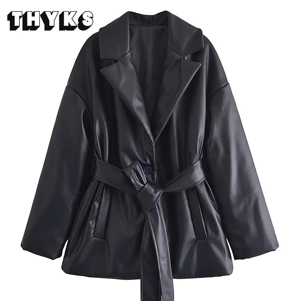 Women Black Faux Leather Parkas Winter Coat with Belt Warm Thick PU Jacket Pockets Elegant Outwear Casual Tops Lapel Blazer 2022
Women Black Faux Leather Parkas Winter Coat with Belt Warm Thick PU Jacket Pockets Elegant Outwear Casual Tops Lapel Blazer 2022