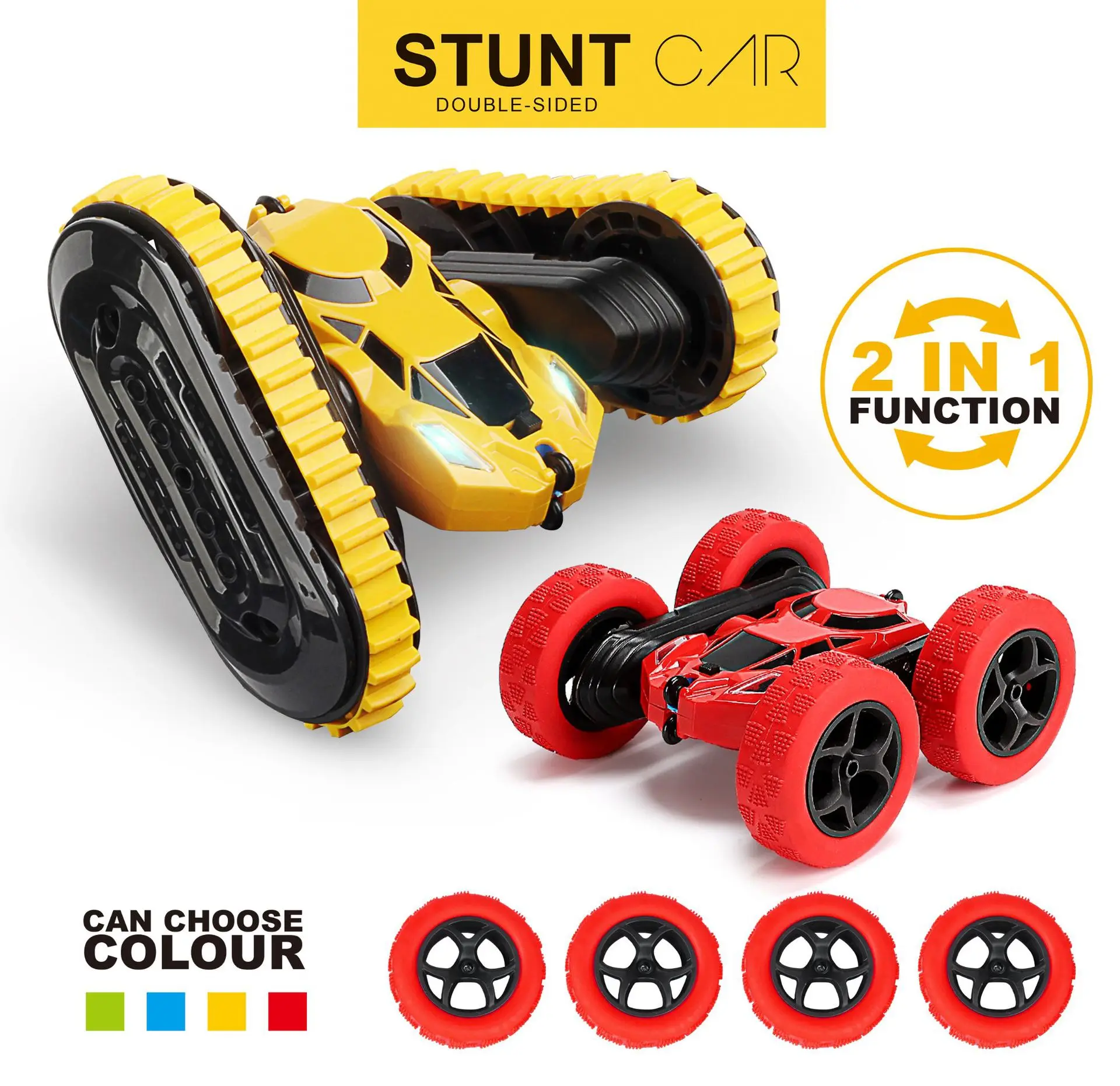 2 IN 1 RC Car 4WD Tank Crawler Remote Control Car 2.4G Double Sides RC Stunt Cars 360° Degree Anti-drop Vehicle Toys for Kids
2 IN 1 RC Car 4WD Tank Crawler Remote Control Car 2.4G Double Sides RC Stunt Cars 360° Degree Anti-drop Vehicle Toys for Kids