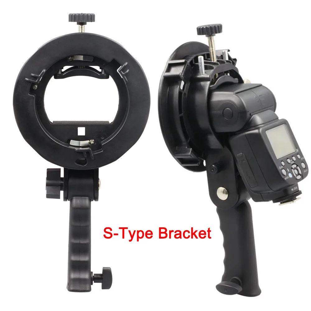 S-Type Bracket NEW Handheld Grip Bowens S Mount Holder for Speedlite Flash Snoot Softbox Beauty Dish Honeycomb for Godox Flash
S-Type Bracket NEW Handheld Grip Bowens S Mount Holder for Speedlite Flash Snoot Softbox Beauty Dish Honeycomb for Godox Flash