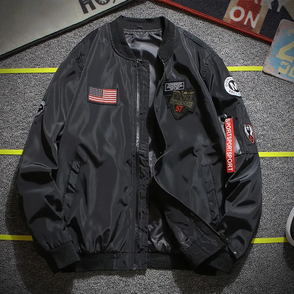 Casual Jacket Streetwear Baseball Coat with Badge Decor Zipper Closure Elastic Cuff Hem Stylish Men's Jacket for A Trendy Look
Casual Jacket Streetwear Baseball Coat with Badge Decor Zipper Closure Elastic Cuff Hem Stylish Men's Jacket for A Trendy Look