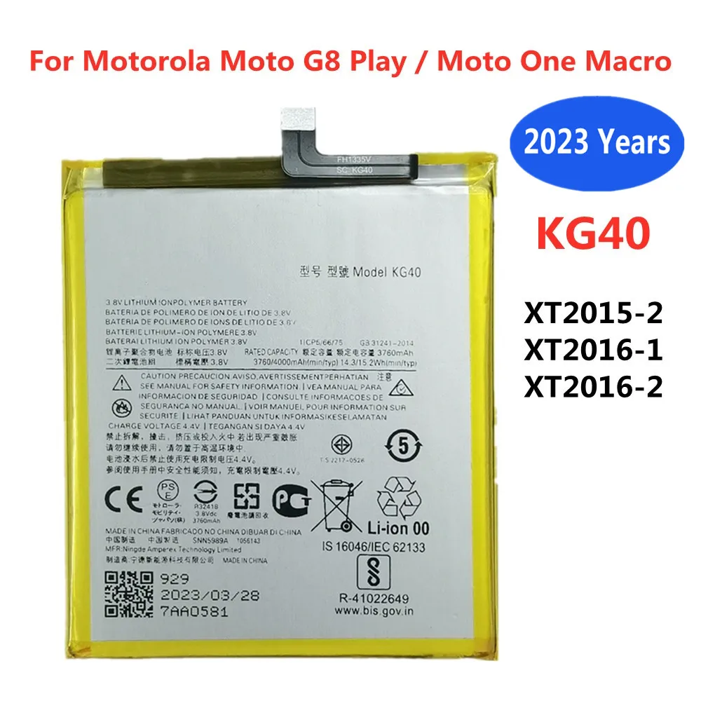 

2023 Years 4000mAh KG40 Battery For Motorola Moto G8 Play Moto One Macro,One Macro Dual SIM,XT2015-2, XT2016-1 / 2 Phone Bateria