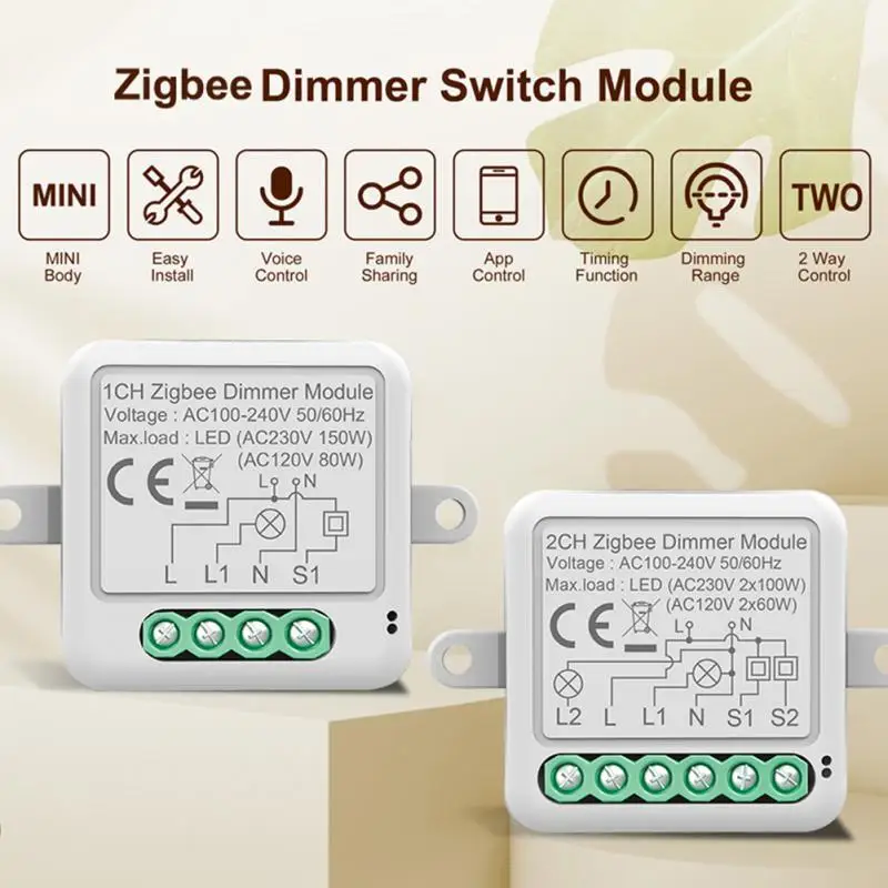 Tuya Mini Zigbee Smart Light Dimmer Module Smart Life APP Remote Control Work With Alexa Google Home 1/2 Way 1/2 Gang
Tuya Mini Zigbee Smart Light Dimmer Module Smart Life APP Remote Control Work With Alexa Google Home 1/2 Way 1/2 Gang
