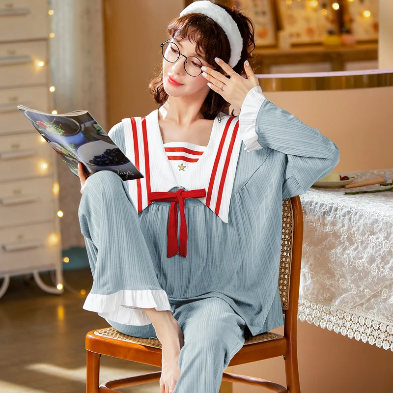 Новинка, пижама из хлопка с мультяшным рисунком, женские длинные штаны, весенне-осенняя одежда для отдыха с коротким рукавом, модная Домашняя одежда, домашняя одежда
Новинка, пижама из хлопка с мультяшным рисунком, женские длинные штаны, весенне-осенняя одежда для отдыха с коротким рукавом, модная Домашняя одежда, домашняя одежда