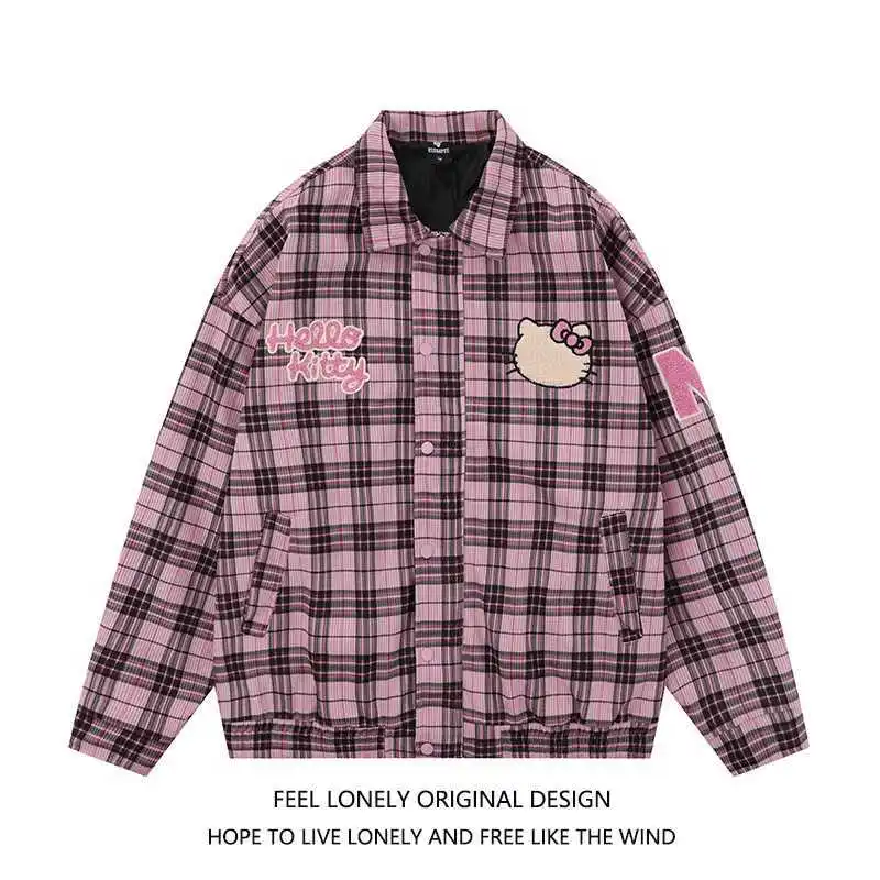 Anime Kawaii Sanrio Hello Kitty Cartoon Women's American Style Jacket Spring Autumn New Plaid Shirt Couple Ins Baseball Uniform
Anime Kawaii Sanrio Hello Kitty Cartoon Women's American Style Jacket Spring Autumn New Plaid Shirt Couple Ins Baseball Uniform