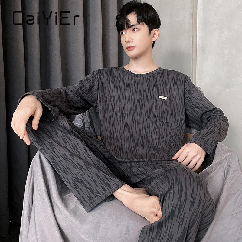 CAIYIER 2023 Spring Autumn L-4XL Men's Pajamas Set O-Neck Long Sleeve Casual Male Sleepwear Plus Size Nightwear Soft Homewear
CAIYIER 2023 Spring Autumn L-4XL Men's Pajamas Set O-Neck Long Sleeve Casual Male Sleepwear Plus Size Nightwear Soft Homewear