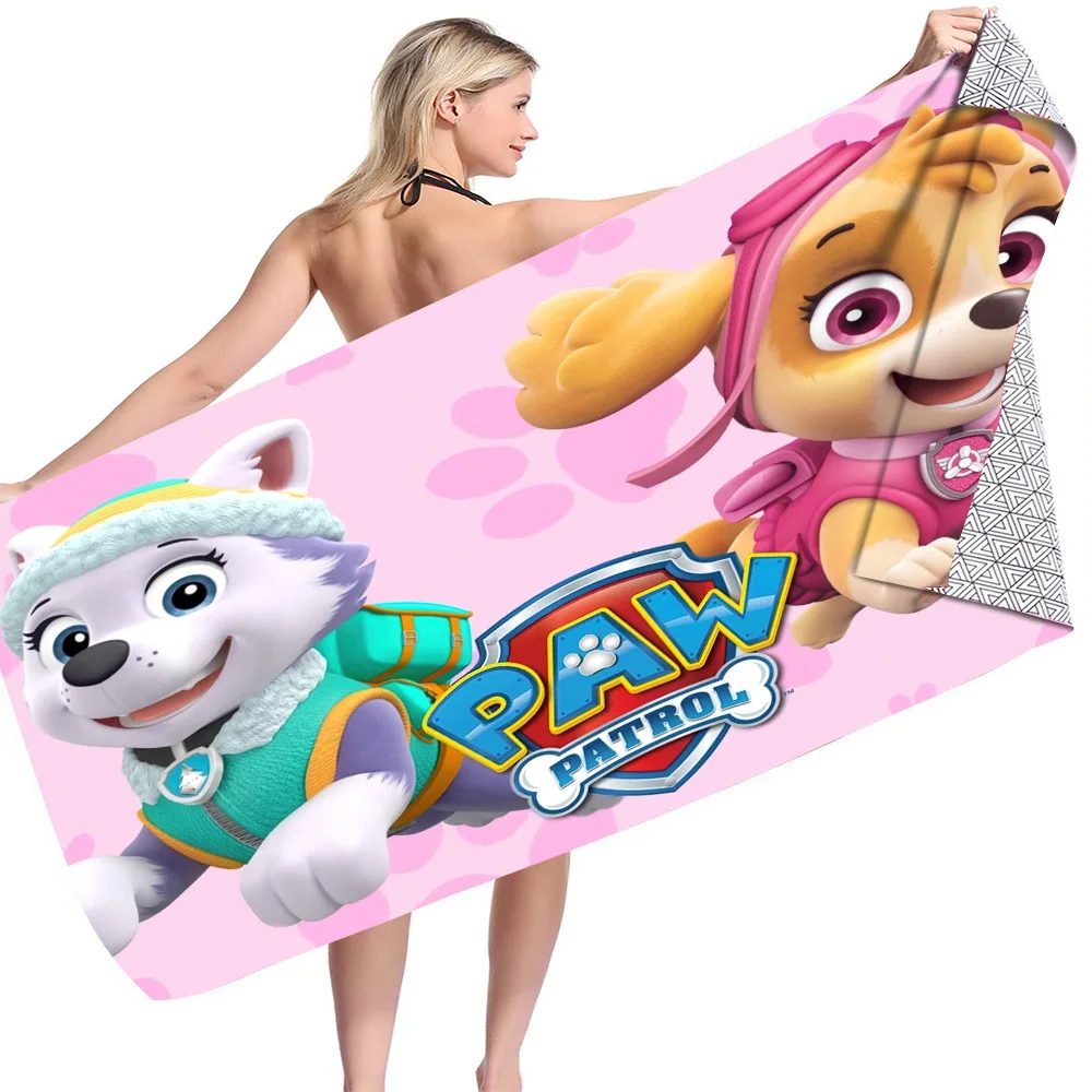

Paw Patrol Cartoon Children Beach Towel Anime Figures Chase Marshall Skye Printed Microfiber Soft Absorbent Quick Dry Bath Towel