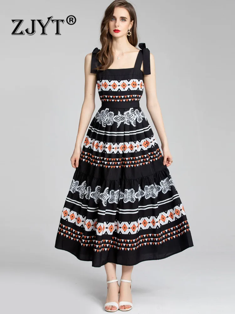 ZJYT Designer Runway Spaghetti Strap Long Dresses for Women Summer 2022 Elegant Vintage Print Holiday Beach Vestidos Fashion
ZJYT Designer Runway Spaghetti Strap Long Dresses for Women Summer 2022 Elegant Vintage Print Holiday Beach Vestidos Fashion