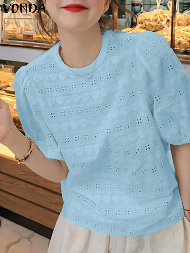 VONDA 2022 Y2K Stylish Summer Femme Cotton Street Casual Blouse Short Puff Sleeve Chemise Women O-Neck Office Blusas Oversized
VONDA 2022 Y2K Stylish Summer Femme Cotton Street Casual Blouse Short Puff Sleeve Chemise Women O-Neck Office Blusas Oversized