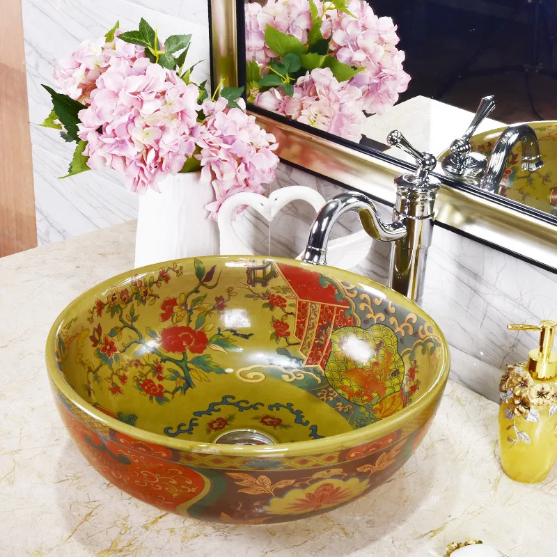 Jingdezhen ceramic wash hand basin bathroom sink bowl countertop Flower Shape Ceramic wash basin bathroom sink oval shape
Jingdezhen ceramic wash hand basin bathroom sink bowl countertop Flower Shape Ceramic wash basin bathroom sink oval shape