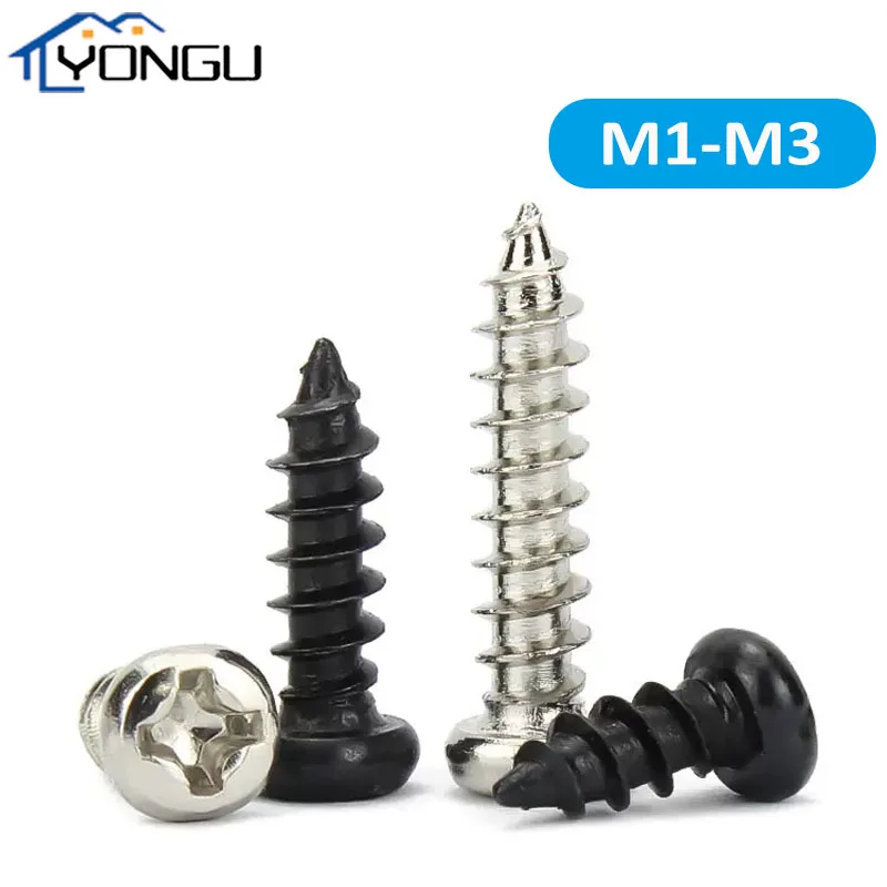 Mini Black Cross Phillips Pan Head Tapping Screws Round Cross Recessed Self Tapping Wood Electronic Screw DIN7049 M1 M1.2 M1.4-3
Mini Black Cross Phillips Pan Head Tapping Screws Round Cross Recessed Self Tapping Wood Electronic Screw DIN7049 M1 M1.2 M1.4-3