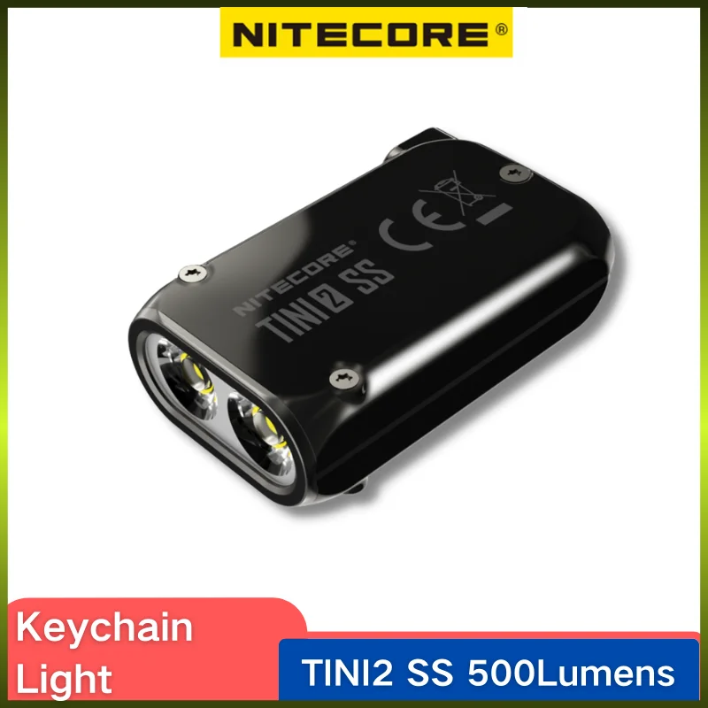 

2022 NEW NITECORE TINI2 SS 500Lumens Rechargeable LED Keychain Light With OLED Display EDC Smart Flashlight