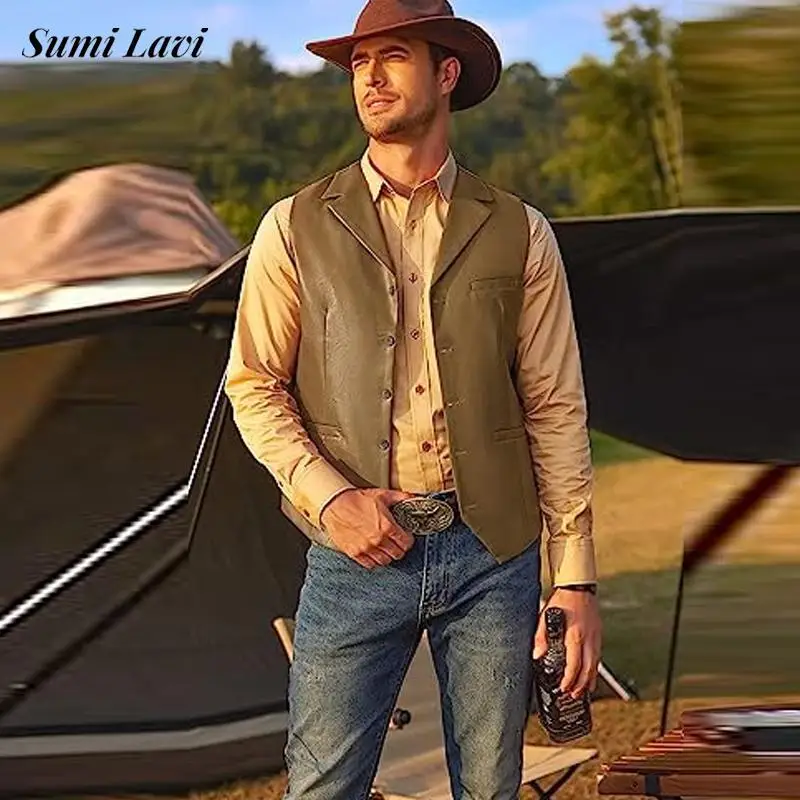 Жилет мужской кожаный однотонный с отложным воротником, без рукавов
Жилет мужской кожаный однотонный с отложным воротником, без рукавов