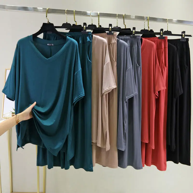 Spring Summer Home Clothes for Women Spring Modal Pajamas Suit Female Loose Homewear Pijamas Sets Lady Lounge Wear Sleepwear E39
Spring Summer Home Clothes for Women Spring Modal Pajamas Suit Female Loose Homewear Pijamas Sets Lady Lounge Wear Sleepwear E39