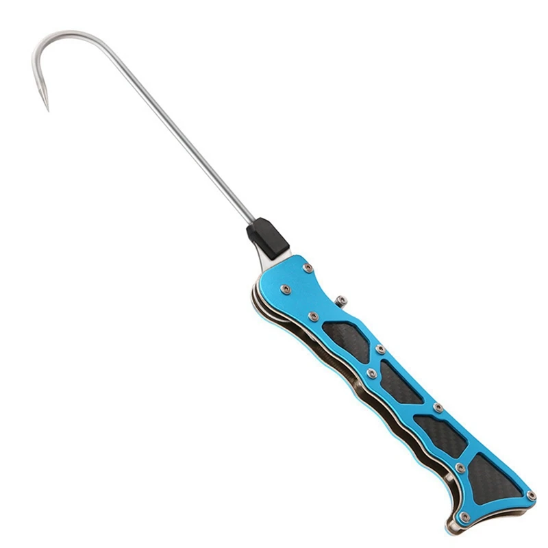 

1 Pcs Foldable Outdoors Fish Grip Portable Telescopic Sea Fishing Gaff Stainless Steel (Blue)
