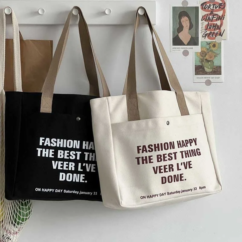 Fashion Canvas Shoulder Bag With Zipper Cotton Letter Printing Portable Tote Bags High Capacity Handbag For Women
Fashion Canvas Shoulder Bag With Zipper Cotton Letter Printing Portable Tote Bags High Capacity Handbag For Women
