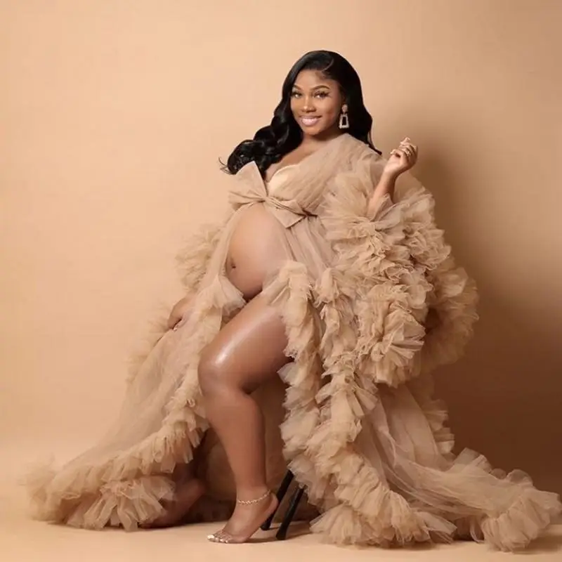 Fluffy Tulle Maternity Robes Custom Made Women Long Dresses Pregnant Khaki Photo Shoot Beach Birthday Party Bathrobe Baby Shower
Fluffy Tulle Maternity Robes Custom Made Women Long Dresses Pregnant Khaki Photo Shoot Beach Birthday Party Bathrobe Baby Shower