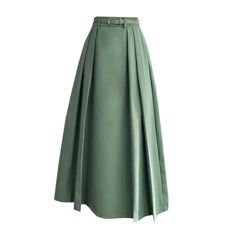 2022 Spring And Summer High Waist Big Swing Skirt With Belt Formal Fashion Clothes Folds Skirts For Ladies Green
2022 Spring And Summer High Waist Big Swing Skirt With Belt Formal Fashion Clothes Folds Skirts For Ladies Green