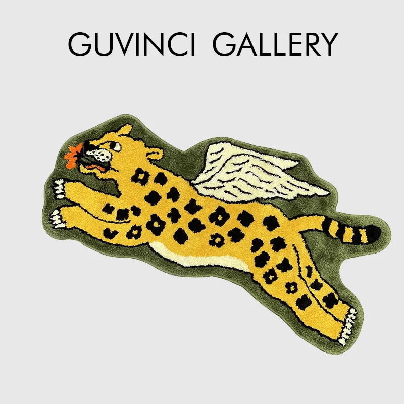 GUVINCI GG Стильный ретро летающий тигр Леопардовый ручной ворсовый коврик Роскошный Коврик в форме животного коврик 50x100 см для прикроватной туалетной комнаты