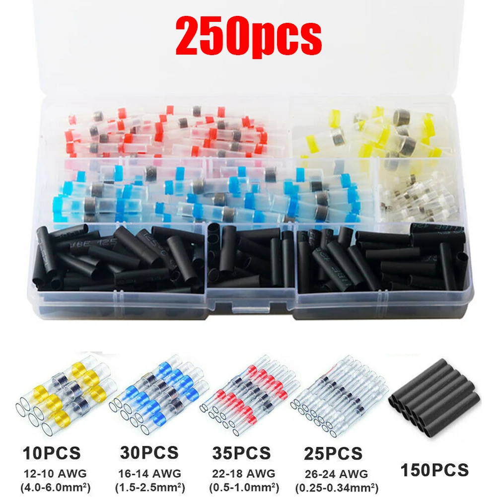 250pcs Waterproof Solder Seal Sleeve Heat Shrink Butt Wire Connectors Terminals Business Industrial Electrical Equipment Supply
250pcs Waterproof Solder Seal Sleeve Heat Shrink Butt Wire Connectors Terminals Business Industrial Electrical Equipment Supply