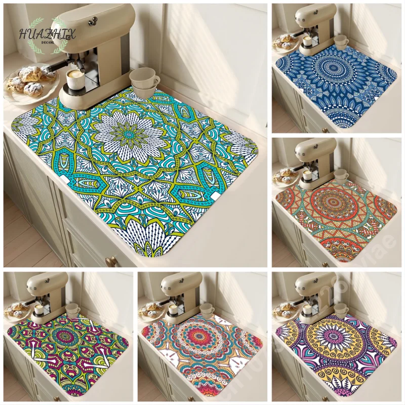 Mandala Flowers Pattern Dish Drying Mat Drain Pads for Kitchen Placemat Super Absorbent Anti-Slip Anti-Bacteria Home Decoration
Mandala Flowers Pattern Dish Drying Mat Drain Pads for Kitchen Placemat Super Absorbent Anti-Slip Anti-Bacteria Home Decoration