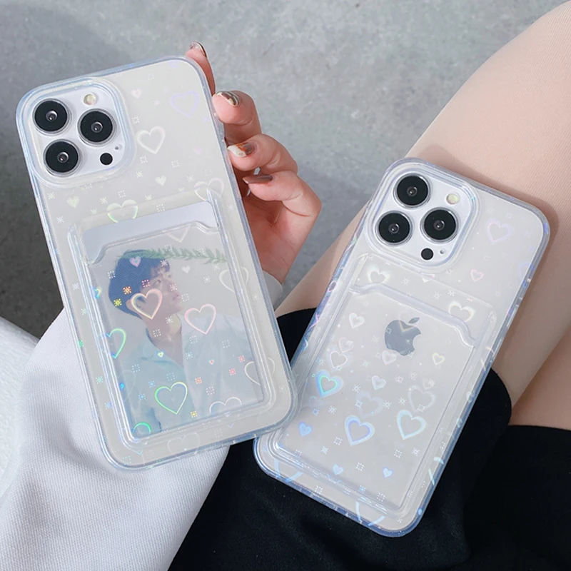 Card Slot Case For iphone 13 Pro Case iphone 11 Pro Max 12 7 8 SE 2020 XR X Xs 6 6s Plus TPU Funda Transparent laser Heart Cover
Card Slot Case For iphone 13 Pro Case iphone 11 Pro Max 12 7 8 SE 2020 XR X Xs 6 6s Plus TPU Funda Transparent laser Heart Cover