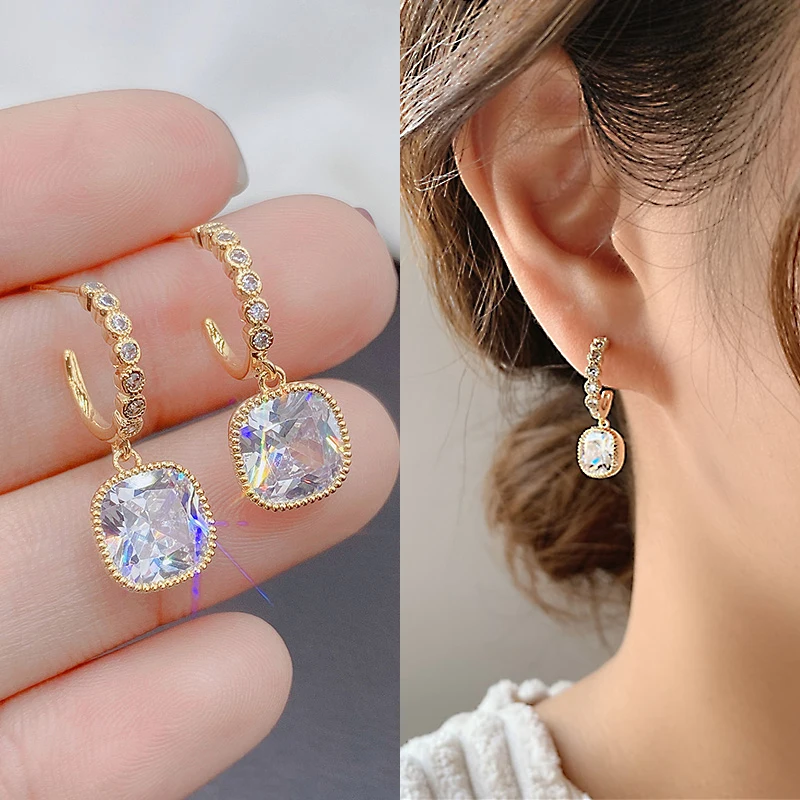 New Fashion Earring Square Shape Korean Drop Earrings for Women Bohemian Golden Zirconium Drill Wedding Earrings Jewelry Gift
New Fashion Earring Square Shape Korean Drop Earrings for Women Bohemian Golden Zirconium Drill Wedding Earrings Jewelry Gift