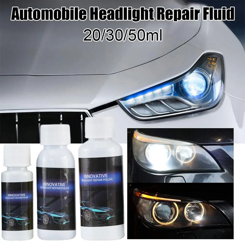 

20/30/50ml Car Headlight Repair Fluid Headlight Innovative Repair Agent Headlamp Plating Refurbishment Polishing Agent w/ Sponge