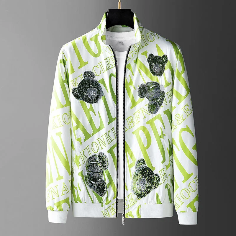 Luxury Bear Pattern Rhinestones Men 2022 Fall Trend Slim Letter Print Jacket High Quality Fashion Hot Drill Casual Coat Men
Luxury Bear Pattern Rhinestones Men 2022 Fall Trend Slim Letter Print Jacket High Quality Fashion Hot Drill Casual Coat Men