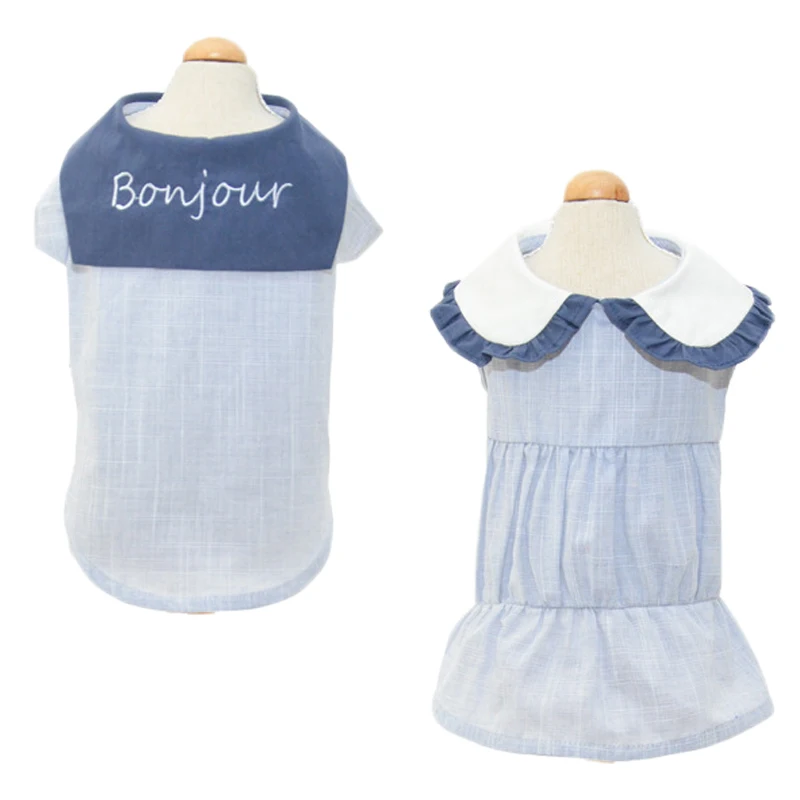 College Style Blue Tshirt Dog Clothes Pure Cotton Princess Dress Puppy Cat Clothing Couple Of Dog Dresses Summer For Small Dogs
College Style Blue Tshirt Dog Clothes Pure Cotton Princess Dress Puppy Cat Clothing Couple Of Dog Dresses Summer For Small Dogs