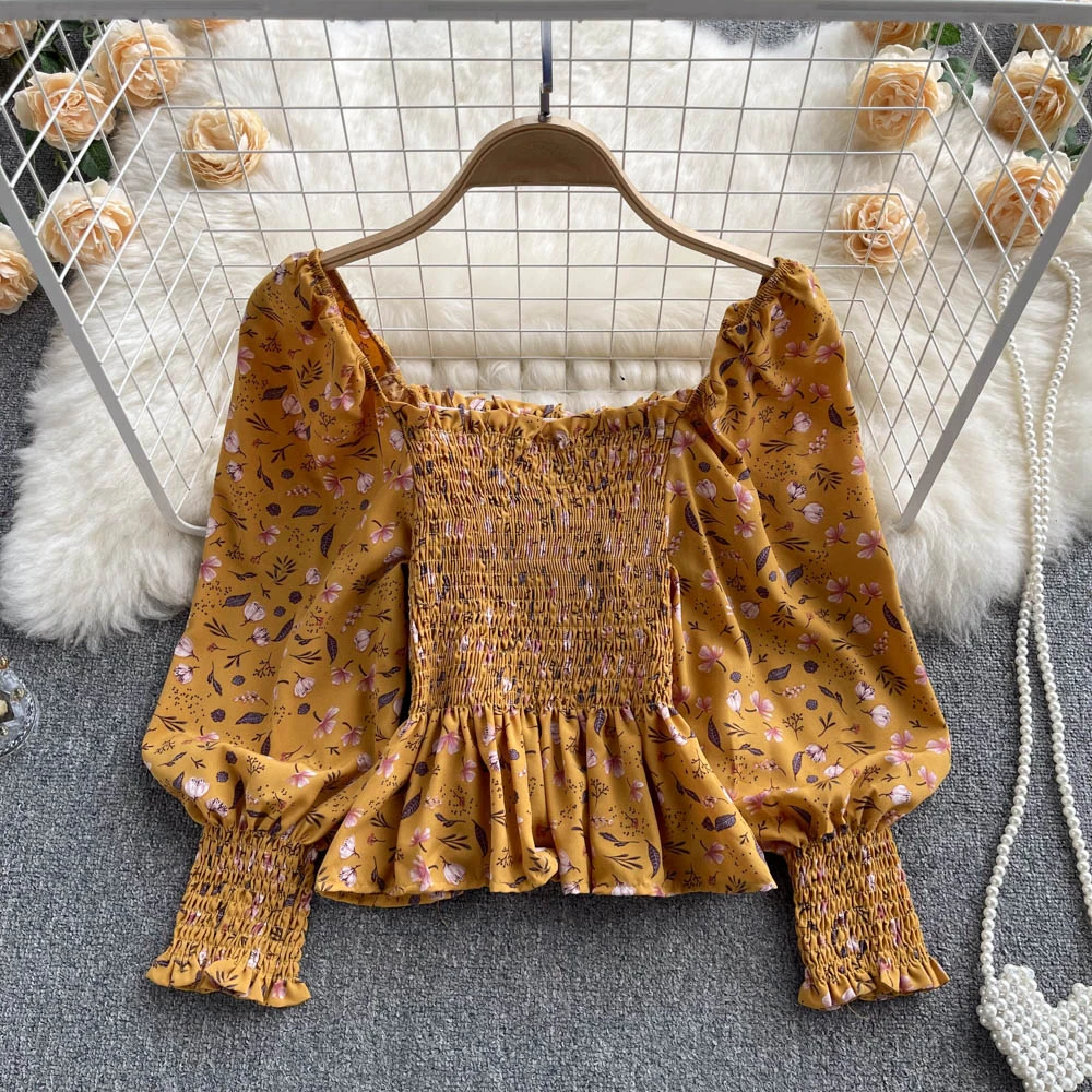 Floral Printed Blouse Woman Sweet Style Square Collar Elastic Blouses Female High Waist Ruffles Blusa Long Sleeve Pleated Top
Floral Printed Blouse Woman Sweet Style Square Collar Elastic Blouses Female High Waist Ruffles Blusa Long Sleeve Pleated Top