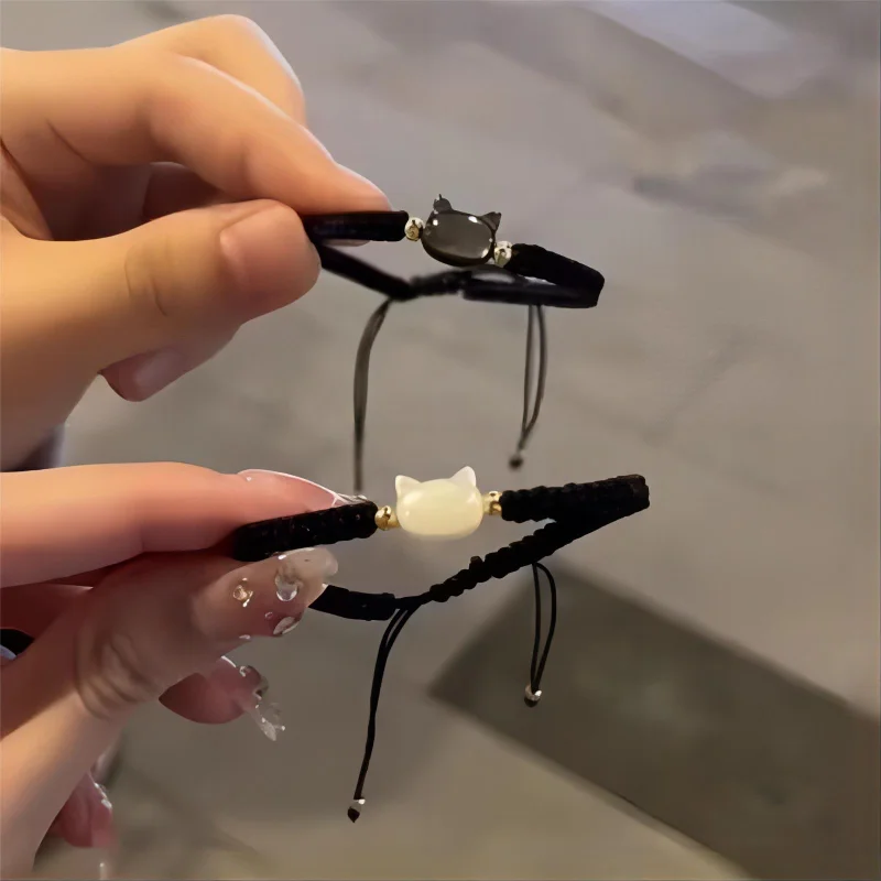 Natural Moonstone Obsidian Bracelets Minimalist Fidget Bracelet Handmade Cute Black White Cat Bracelet Party Accessories Jewelry
Natural Moonstone Obsidian Bracelets Minimalist Fidget Bracelet Handmade Cute Black White Cat Bracelet Party Accessories Jewelry