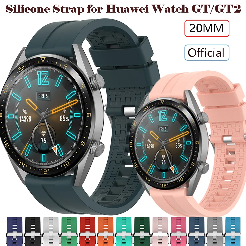 Ремешок силиконовый для Huawei Watch GT 2 42 мм, мягкий спортивный браслет для наручных часов Huawei Watch GT/GT3 Correa, 20 мм 
Ремешок силиконовый для Huawei Watch GT 2 42 мм, мягкий спортивный браслет для наручных часов Huawei Watch GT/GT3 Correa, 20 мм