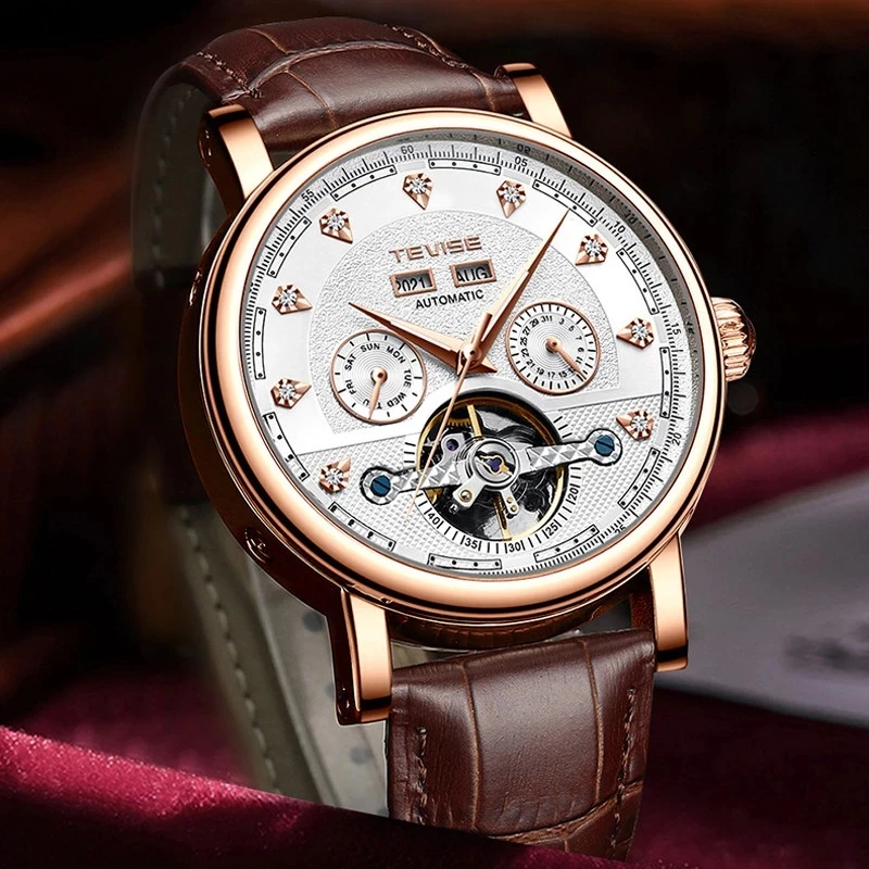 

TEVISE Perpetual Calendar Men Watch 2023 Luxury Top Brand Automatic Skeleton Watches Men Tourbillon Mechanical Watch reloj