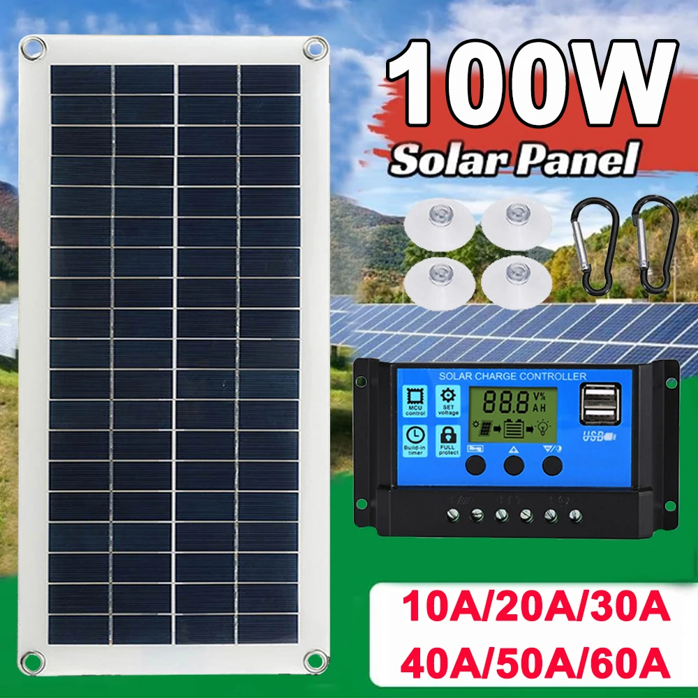 100W Solar Panel 12V DC USB Portable Fast-charging Emergency with 10-60A Controller Solar Outdoor Battery Charger for Car Yacht
100W Solar Panel 12V DC USB Portable Fast-charging Emergency with 10-60A Controller Solar Outdoor Battery Charger for Car Yacht
