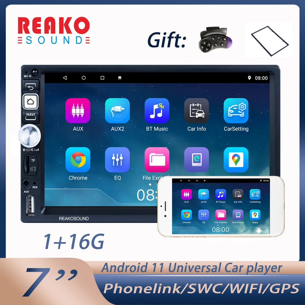 REAKOSOUND 2Din 7'' Andriod 11 Car Multimedia Player GPS Navigation Bluetooth Wifi USB FM MirrorLink HD Car Audio Radio
REAKOSOUND 2Din 7'' Andriod 11 Car Multimedia Player GPS Navigation Bluetooth Wifi USB FM MirrorLink HD Car Audio Radio
