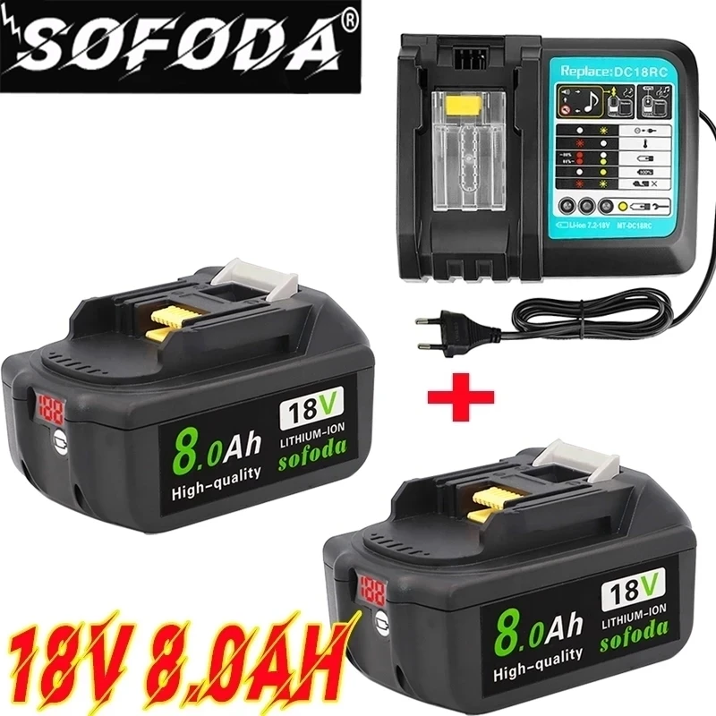 100% Original 18V 8.0Ah 8000mAh Li-Ion Battery Replacement Power Tool Battery for MAKITA BL1880 BL1860 BL1830+3A Charger
100% Original 18V 8.0Ah 8000mAh Li-Ion Battery Replacement Power Tool Battery for MAKITA BL1880 BL1860 BL1830+3A Charger