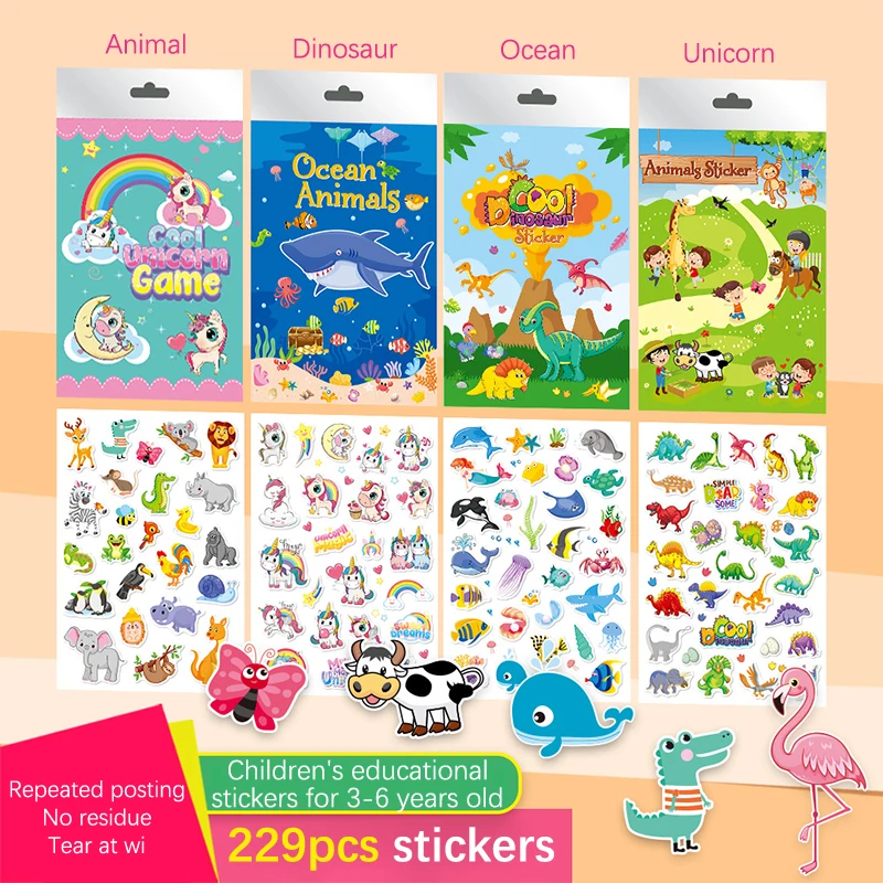 Cartoon Marine Animal Dinosaur Unicorn Stickers Learning Cognition Montessori Toys For Kids Gift DIY Hand-on Puzzle Sticker New 
Cartoon Marine Animal Dinosaur Unicorn Stickers Learning Cognition Montessori Toys For Kids Gift DIY Hand-on Puzzle Sticker New