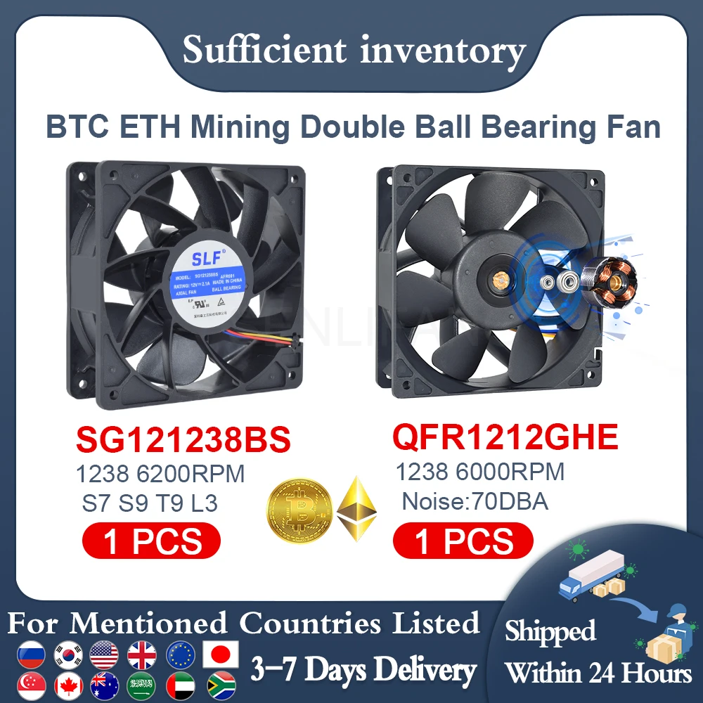 SENLIFANG SG121238BS/QFR1212GHE DC 12V 2.1A S7 S9 T9 L3 BTC ETH шариковый подшипник/охлаждающий вентилятор