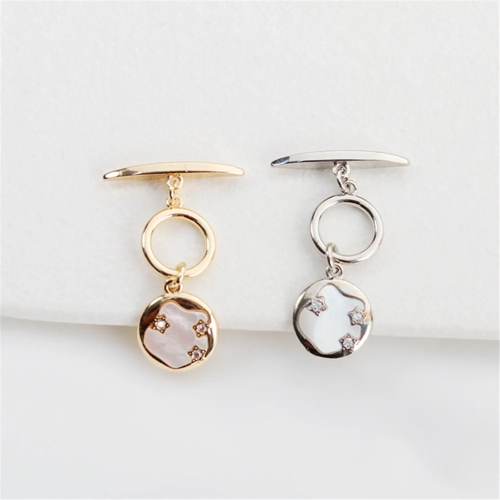 14K gold zirconia round set shell IQ buckle necklace bracelet peach heart OT buckle connection closing DIY buckle jewelry
14K gold zirconia round set shell IQ buckle necklace bracelet peach heart OT buckle connection closing DIY buckle jewelry