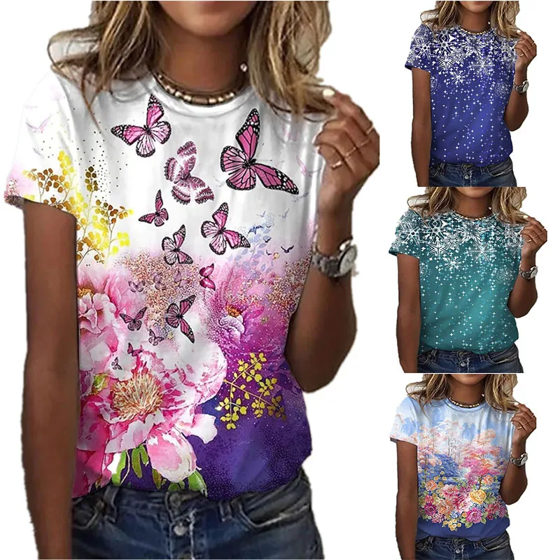 Summer fashion 3d snowflake pattern women's t-shirt digital printed casual short sleeve daily style
Summer fashion 3d snowflake pattern women's t-shirt digital printed casual short sleeve daily style