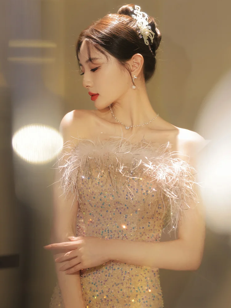 Breastless Evening Dress for Women 2023 New High end Elegance Light Luxury Small Party High end Sequin Annual Meeting Fishtail
Breastless Evening Dress for Women 2023 New High end Elegance Light Luxury Small Party High end Sequin Annual Meeting Fishtail
