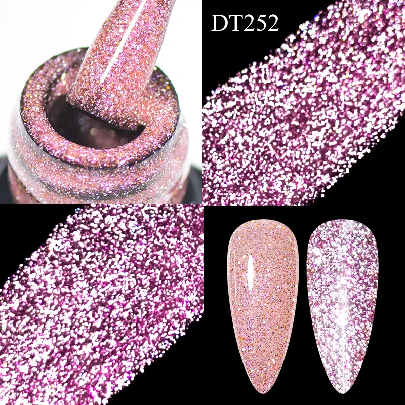 

MEET ACROSS 7ml Reflective Luminous Glitter Gel Nail Polish Sparkly Laser Semi Permanent Soak Off UV Gel Nail Art Varnishes