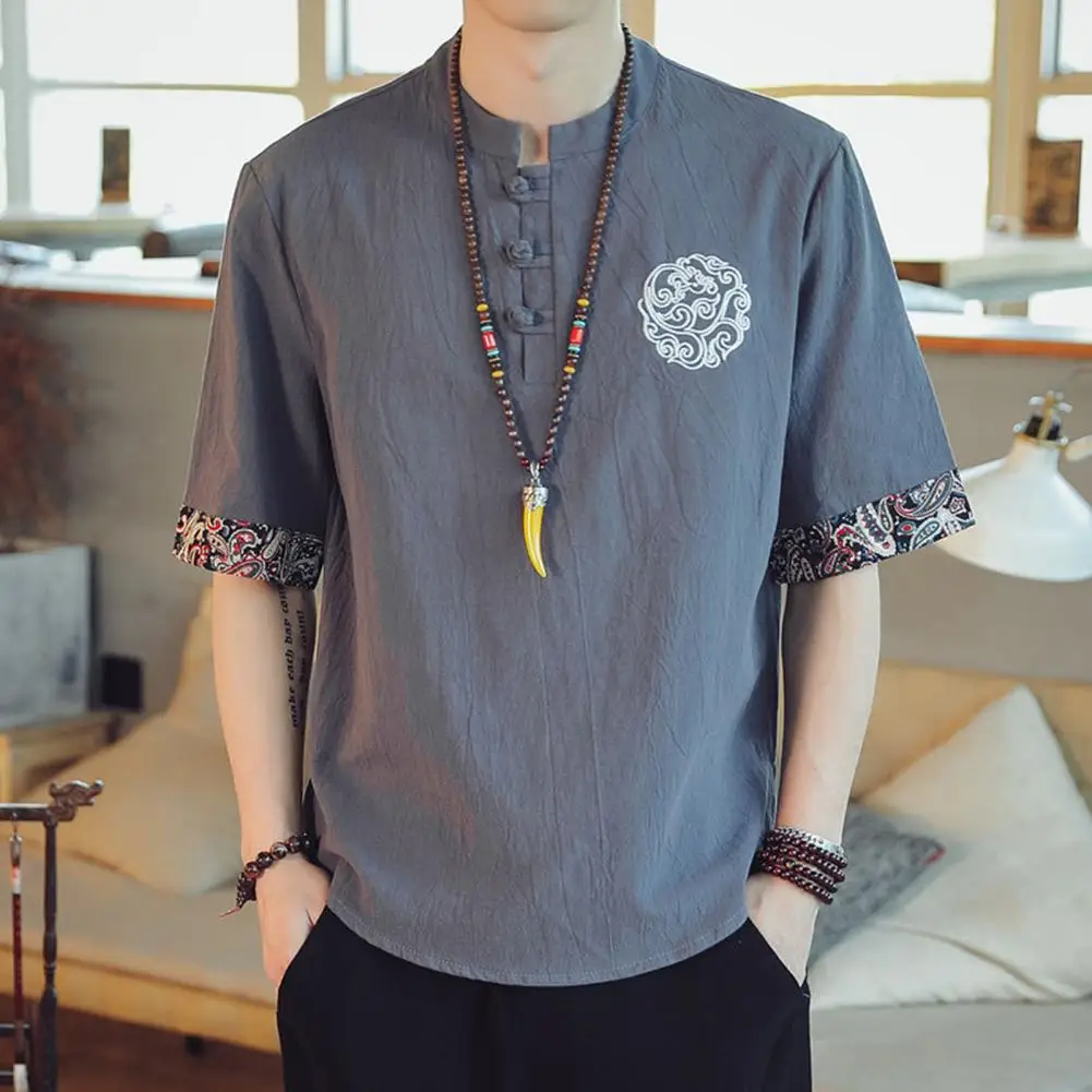 New in Men's Cotton Linen Top Short Sleeve Buckle Printed Patchwork Cuffs Linen Retro Summer Casual Shirt Men Clothing
New in Men's Cotton Linen Top Short Sleeve Buckle Printed Patchwork Cuffs Linen Retro Summer Casual Shirt Men Clothing