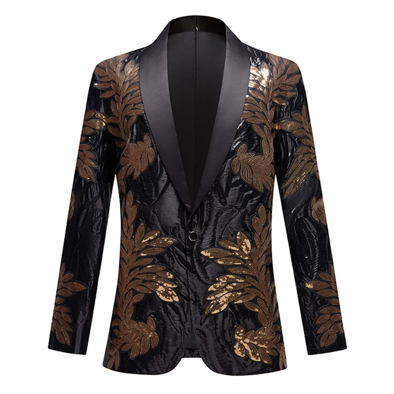 Foreign trade new men's fashion golden sequins casual suit green fruit and wedding party host sequins dress Plus Size
Foreign trade new men's fashion golden sequins casual suit green fruit and wedding party host sequins dress Plus Size