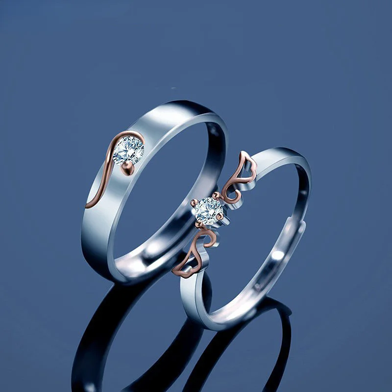 Fashionable silver Angel Wings Zircon Personality copper Adjustable Ring for Men and Women Couple romantic jewelry gift
Fashionable silver Angel Wings Zircon Personality copper Adjustable Ring for Men and Women Couple romantic jewelry gift