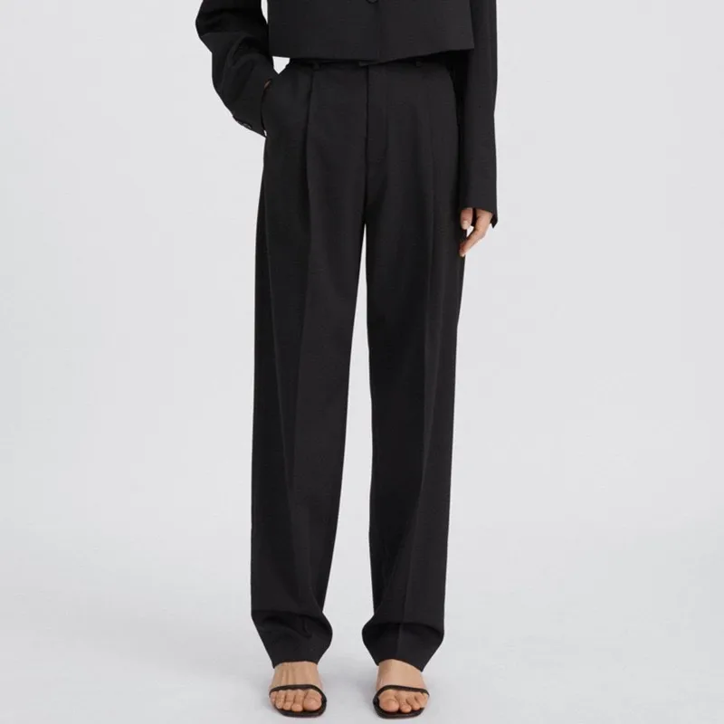 2022 Spring Women All-Match Wool Blend Office Trousers Slim Ladies Straight Casual Pants With Pockets
2022 Spring Women All-Match Wool Blend Office Trousers Slim Ladies Straight Casual Pants With Pockets