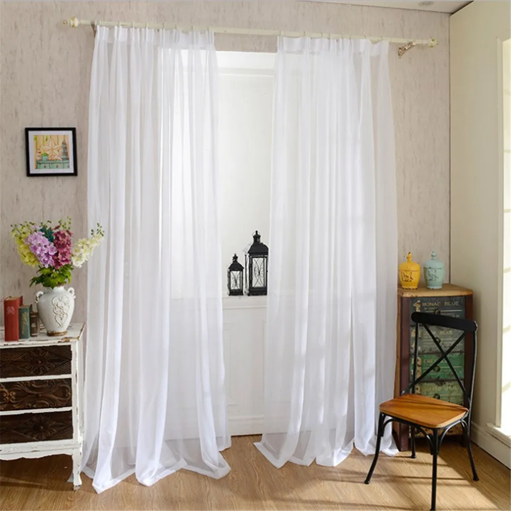 European Pure White Muslin Curtain Tulle Curtains For Living Room Decoration Modern Chiffon Solid Sheer Voile Kitchen Curtain
European Pure White Muslin Curtain Tulle Curtains For Living Room Decoration Modern Chiffon Solid Sheer Voile Kitchen Curtain