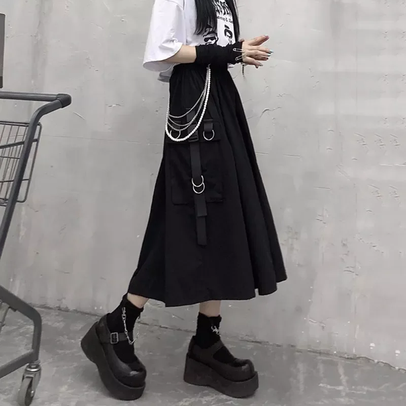 Gothic High Waist Cargo Skirts Woman Harajuku 2021 Loose A-line Pocket Midi Long Black Skirt Hip Hop Fashion Streetwear OverSize
Gothic High Waist Cargo Skirts Woman Harajuku 2021 Loose A-line Pocket Midi Long Black Skirt Hip Hop Fashion Streetwear OverSize